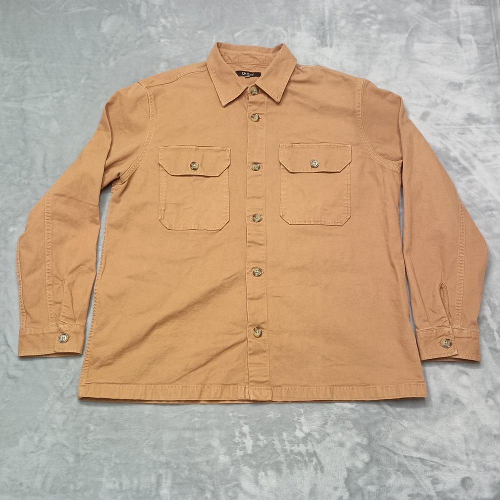Quince Shirt Jacket Mens XL Brown Stretch Cotton Canvas Button Workwear Shacket